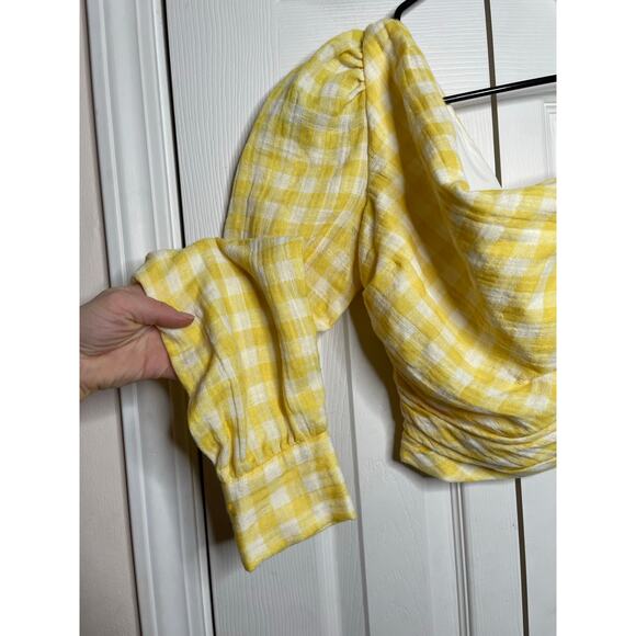 NEW Zara Yellow Gingham One Shoulder Crop Top Womens Size Small - Picture 4 of 7